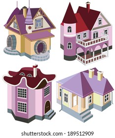 set of fairy houses (vector illustration)