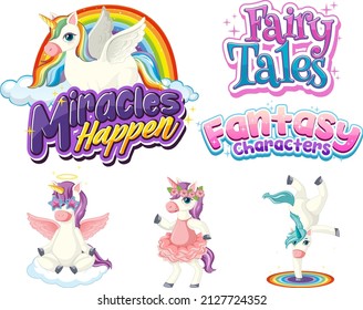 Set of fairy tale cartoon characters illustration