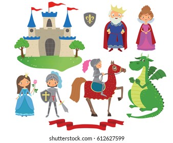 Set Of Fairy Tale Character. Cartoon Vector Illustration