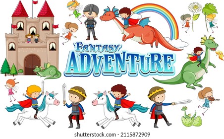 Set of fairy tales cartoon characters illustration