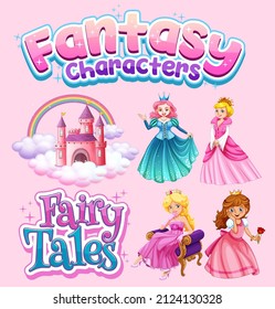 Set of fairy tales cartoon characters illustration