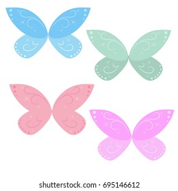 Set of fairy wings isolated on white background.