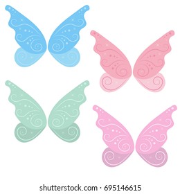 Set of fairy wings isolated on white background.