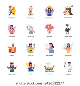 Set of Fairytale and Mythical Flat Character Designs 

