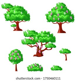 Set of fairytale trees. Vector illustration for a fairy tale.