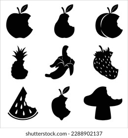 Un conjunto de logos falsos de frutas picadas 