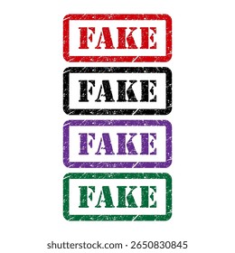 Conjunto de símbolo de selo falso, botão de sinal de etiqueta adesiva, ilustração de vetor de banner de texto .