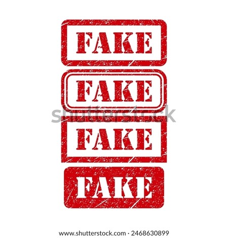 Set of Fake stamp symbol, label sticker sign button, text banner vector illustration .