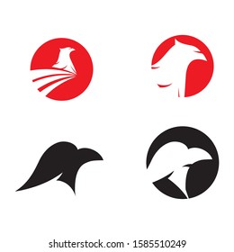 Set Falcon eagle birdWave Logo Template vector symbol nature