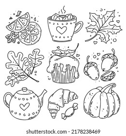A set of fall elements. Autumn vector illustration.