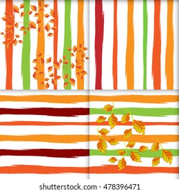 Set of fall floral vintage seamless patterns for wallpapers, pattern fills, web page backgrounds, surface textures.