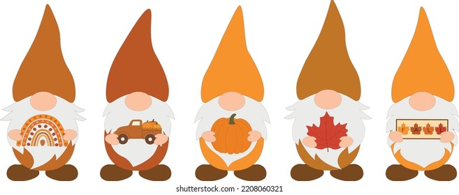 Set Fall Gnomes Vektorgrafik