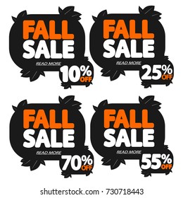 Set Fall Sale banners, discount tags design template, vector illustration