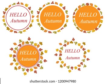 Set of Fall vectors with leaves and text