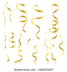 Set Falling shiny golden confetti glitters  Isolated on Transparent Checkered Background. Vector illustration EPS10