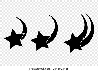 set of falling star element. Silhouette vector of a falling star, ideal for celestial, night sky, and dream-themed design projects. 