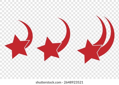 set of falling star element. Silhouette vector of a falling star, ideal for celestial, night sky, and dream-themed design projects. 