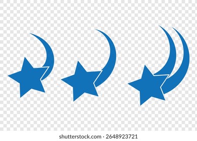 set of falling star element. Silhouette vector of a falling star, ideal for celestial, night sky, and dream-themed design projects. 