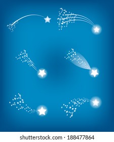 Set of falling stars, vector illustration