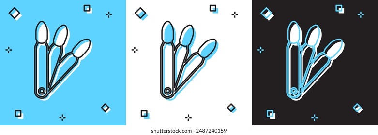 Set Set of false nails for manicure icon isolated on blue and white, black background. Varnish color palette for nail extension. Artificial nails.  Vector