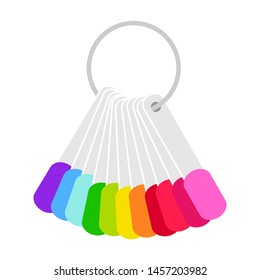 Set of false nails polish for manicure. Color laquer palette with artificial nails, color swatches. Vector illustration