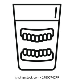 Set of false teeth icon. Outline Set of false teeth vector icon for web design isolated on white background