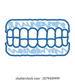 Set Of False Teeth Stomatology sketch icon vector. Hand drawn blue doodle line art isolated symbol illustration