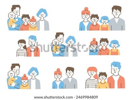 Set for a family of 2, a family of 3, a family of 4, and a family of 5_Colors