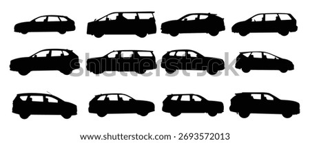 set family car silhouettes vector illustration