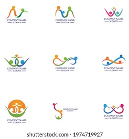 Set Of Family care infinity logo Familly illustration Logo template design