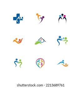 set of family care love logo and symbols illustration design