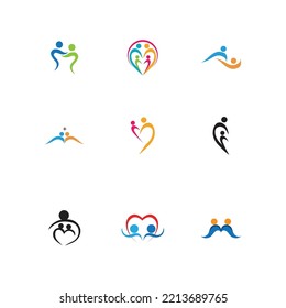 set of family care love logo and symbols illustration design