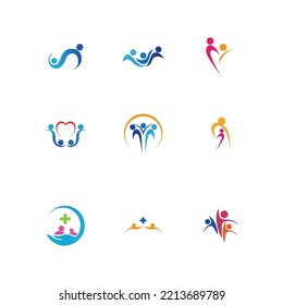 set of family care love logo and symbols illustration design