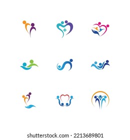 set of family care love logo and symbols illustration design