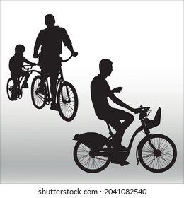 set of family cycling silhouette, line isolated or logo isolated sign symbol vector, outline and stroke style Collection of high-quality vector illustration,