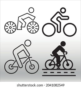 set of family cycling silhouette, line isolated or logo isolated sign symbol vector, outline and stroke style Collection of high-quality vector illustration,