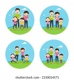 set of family exercising together.Happy Family exercising Together in public park For Good Health, Healthy, Activities, Physical Health, Sport, Daily Routine, Exercise, Lifestyle