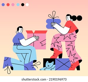 Set Of Family Home Activities. Happy Parents And Children Playing Video And Board Games, Cooking, Dancing, Doing Jigsaw Puzzle, Taking Bath, Painting Together. Vector Illustration Flat Cartoon Style