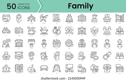 Set Of Family Icons. Line Art Style Icons Bundle. Vector Illustration