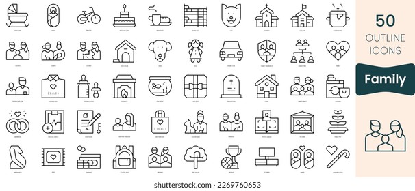 Set of family icons. Thin linear style icons Pack. Vector Illustration