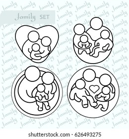 Set of Family icons. Vector illustration.