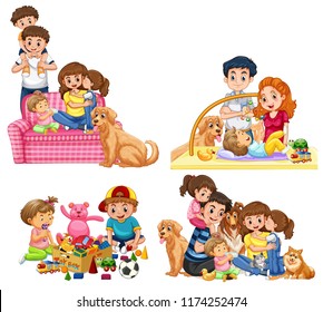 A set of family illustration