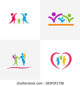 Conjunto de plantillas vectoriales de diseño de logotipo de familia, Comunidad de diseño de ilustración, icono de símbolo