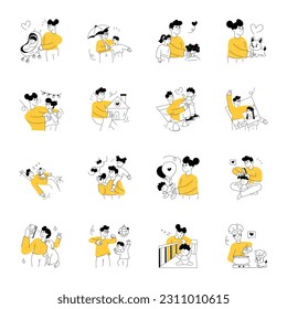 Set of Family Love Sketchy Illustrations 

