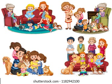 A set of family member illustration