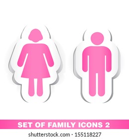 Set of Family Paper Icons 2. 
