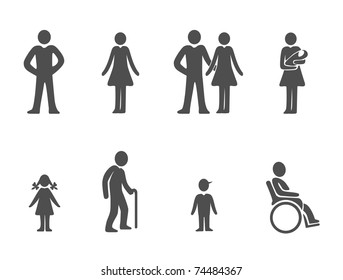 Set of family people silhouettes