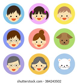 Set of family and pet icons