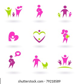 Set of family and pregnancy set icons. Vector Illustration