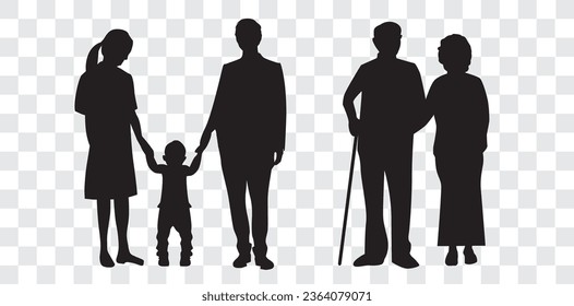 set of family silhouette illustration collection vector